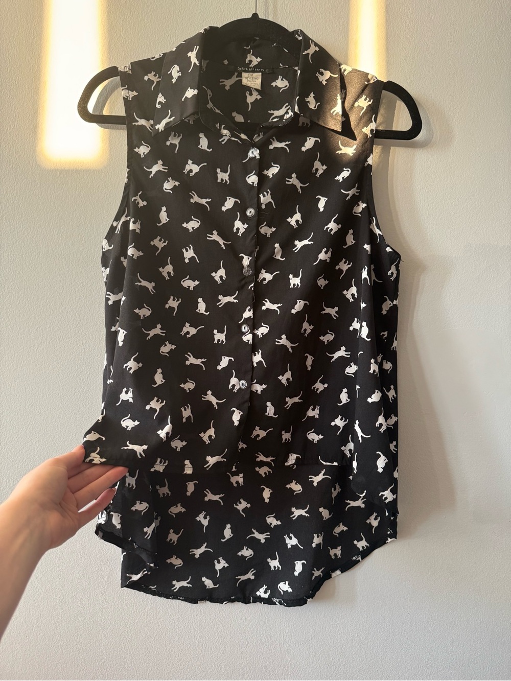 Zara Sleeveless Cat Print High-Low Blouse